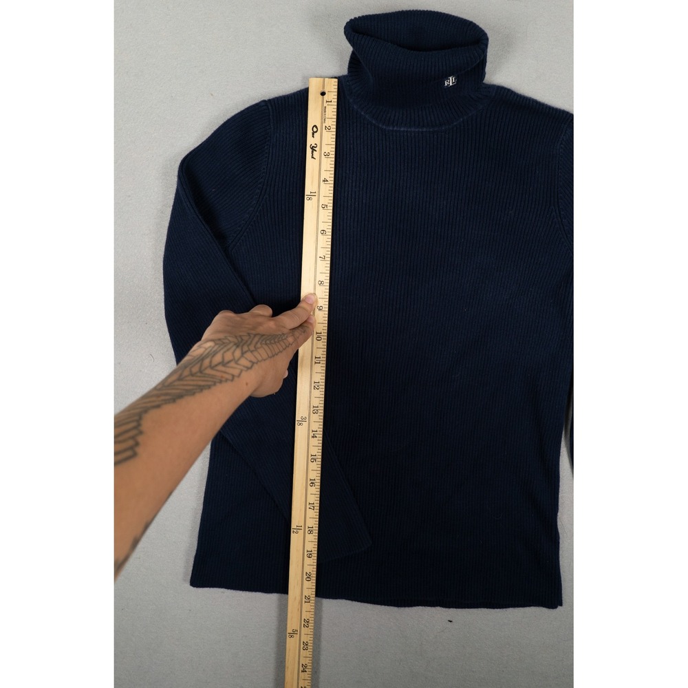 Vintage  Lauren Ralph Lauren Women's S Navy Turtleneck Knit Sweater - Picture 6 of 10